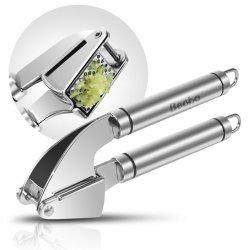 Stainless Steel Garlic Press with Cleaning Brush
