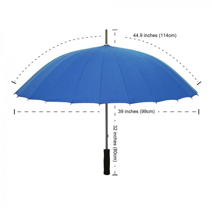 Becko Blue Manual Open & Close Long Umbrella with 24 Ribs | Becko