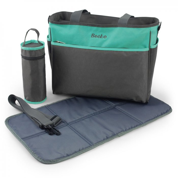 changing bag with insulated bottle pockets