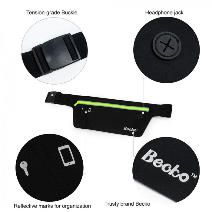 Becko Black ultra-thin Waterproof Running Belts, Runners Belt | Becko